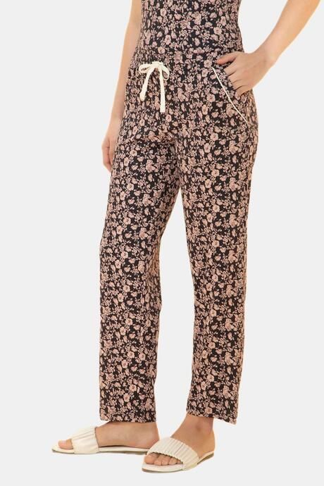 Amante Full Length Pyjama Bottom - Graphite Floral Print — image 2